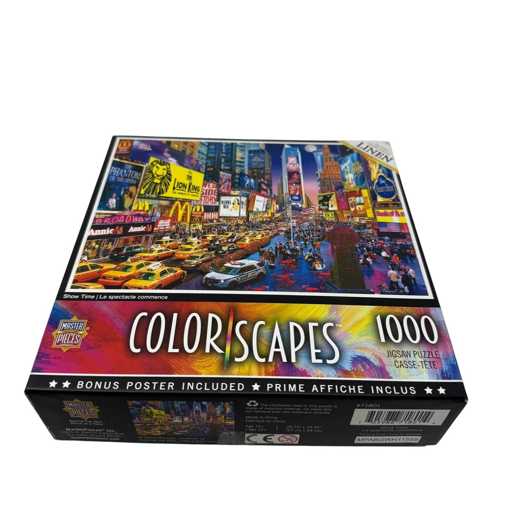 MasterPieces ColorScapes Show Time 1000 Piece  Puzzle Times Square NYC UNCOUNTED